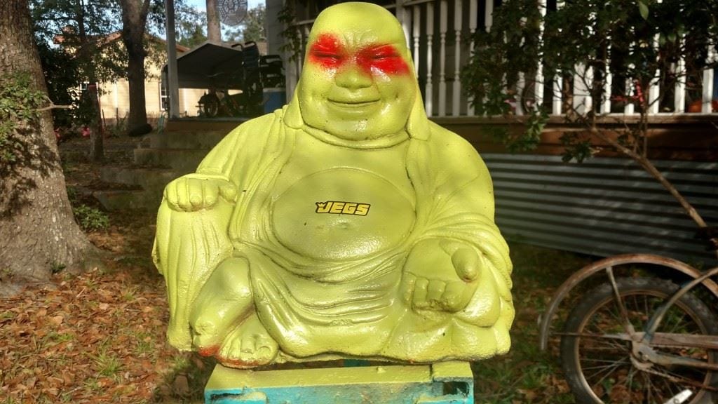 There's a Neon Buddha in the Front Yard