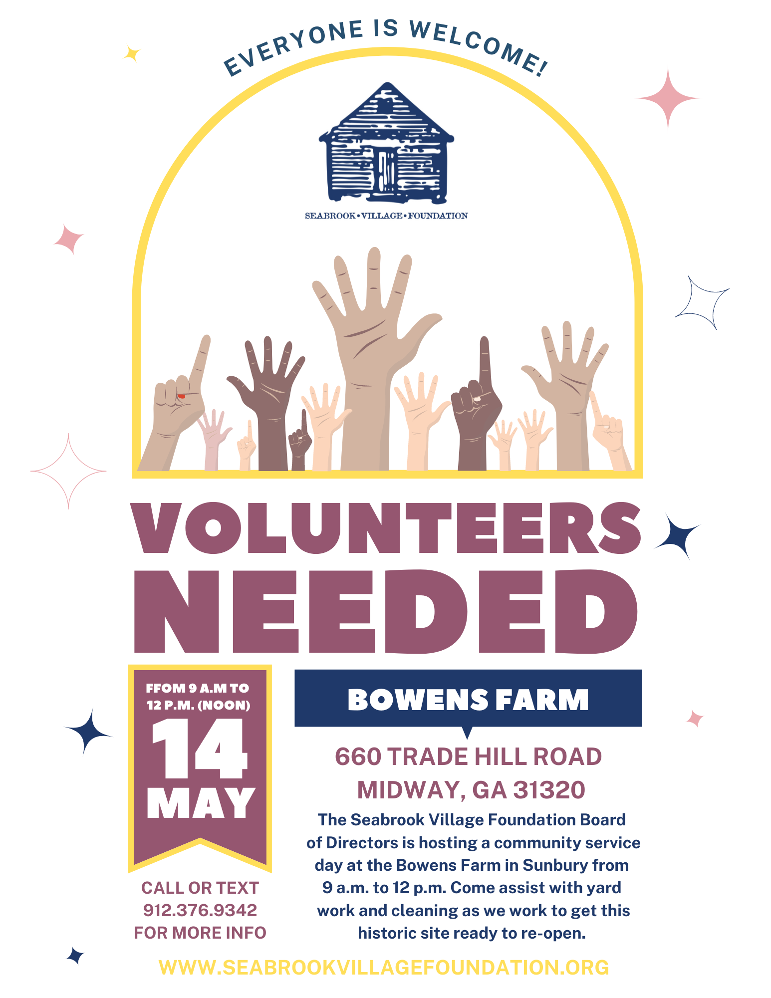 Bowens Farm volunteers needed flyer