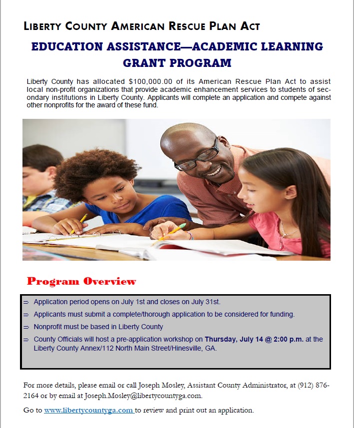 Flyer for Liberty County Grant Program