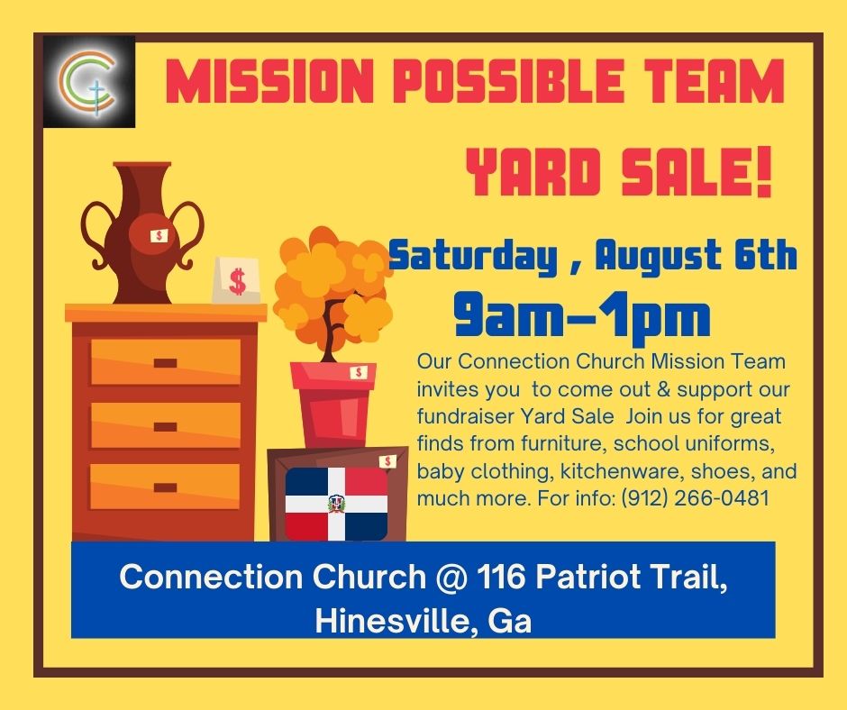Flyer for Mission Possible Team Yard Sale