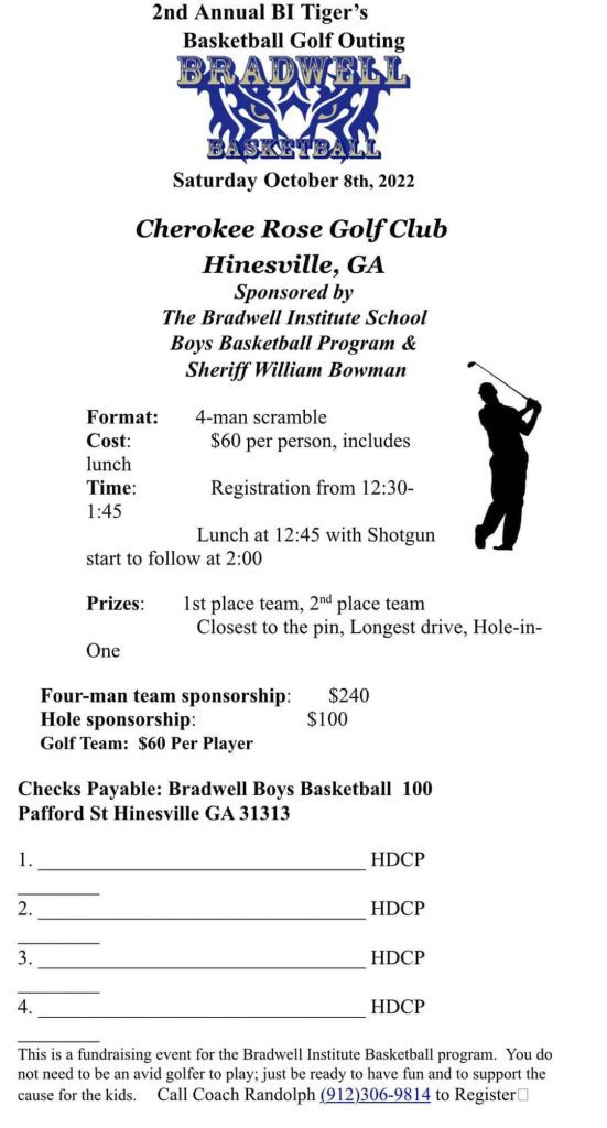 Flyer for 2nd Annual BI Tiger's Basketball Golf Outing