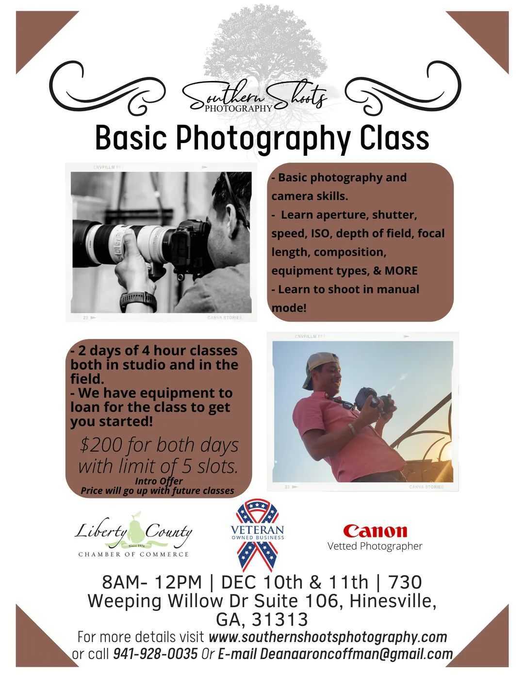 Basic Photography Class flyer
