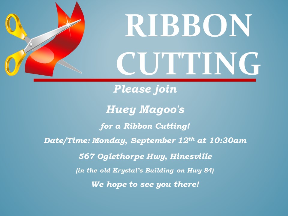 Huey Magoo's Ribbon Cutting Flyer