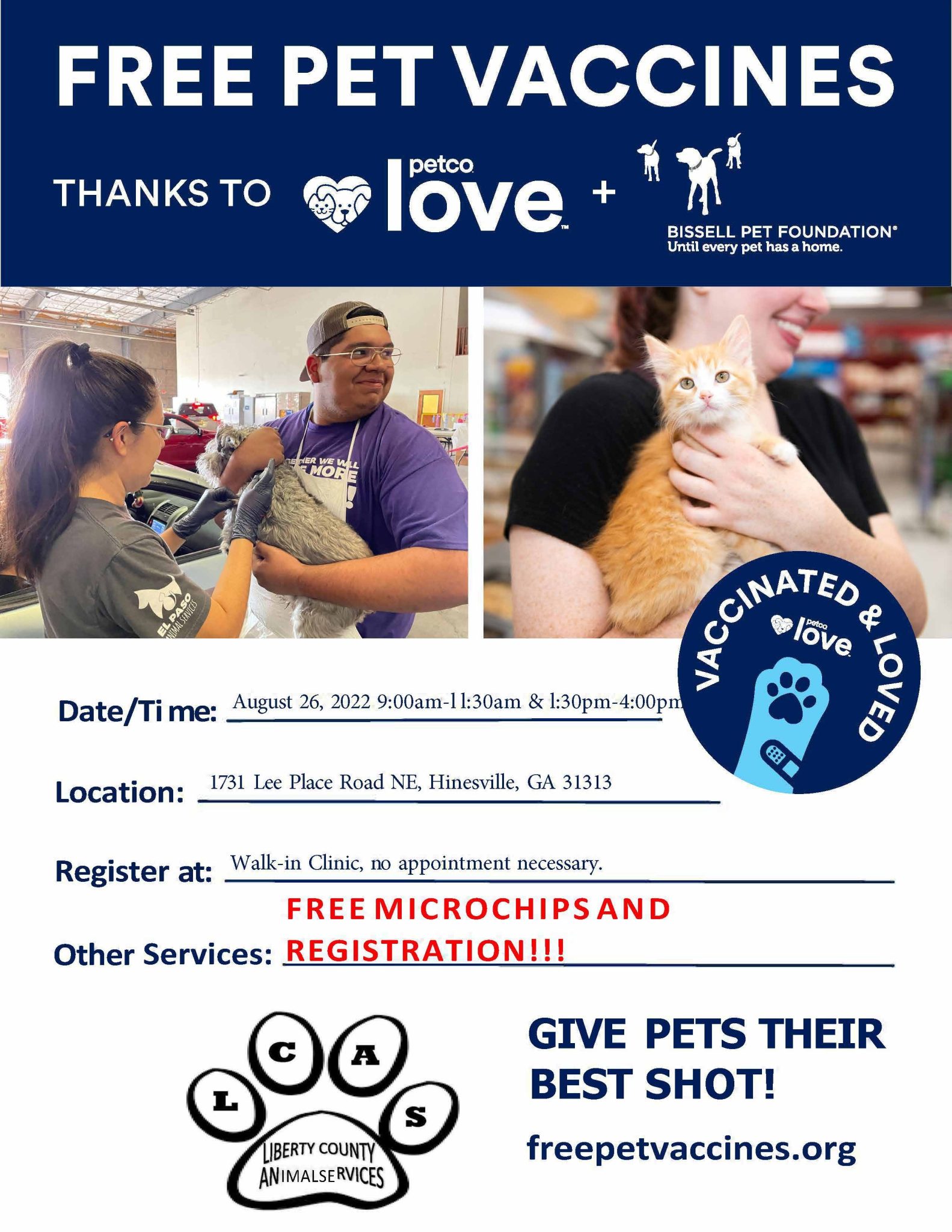 Flyer for free pet vaccines