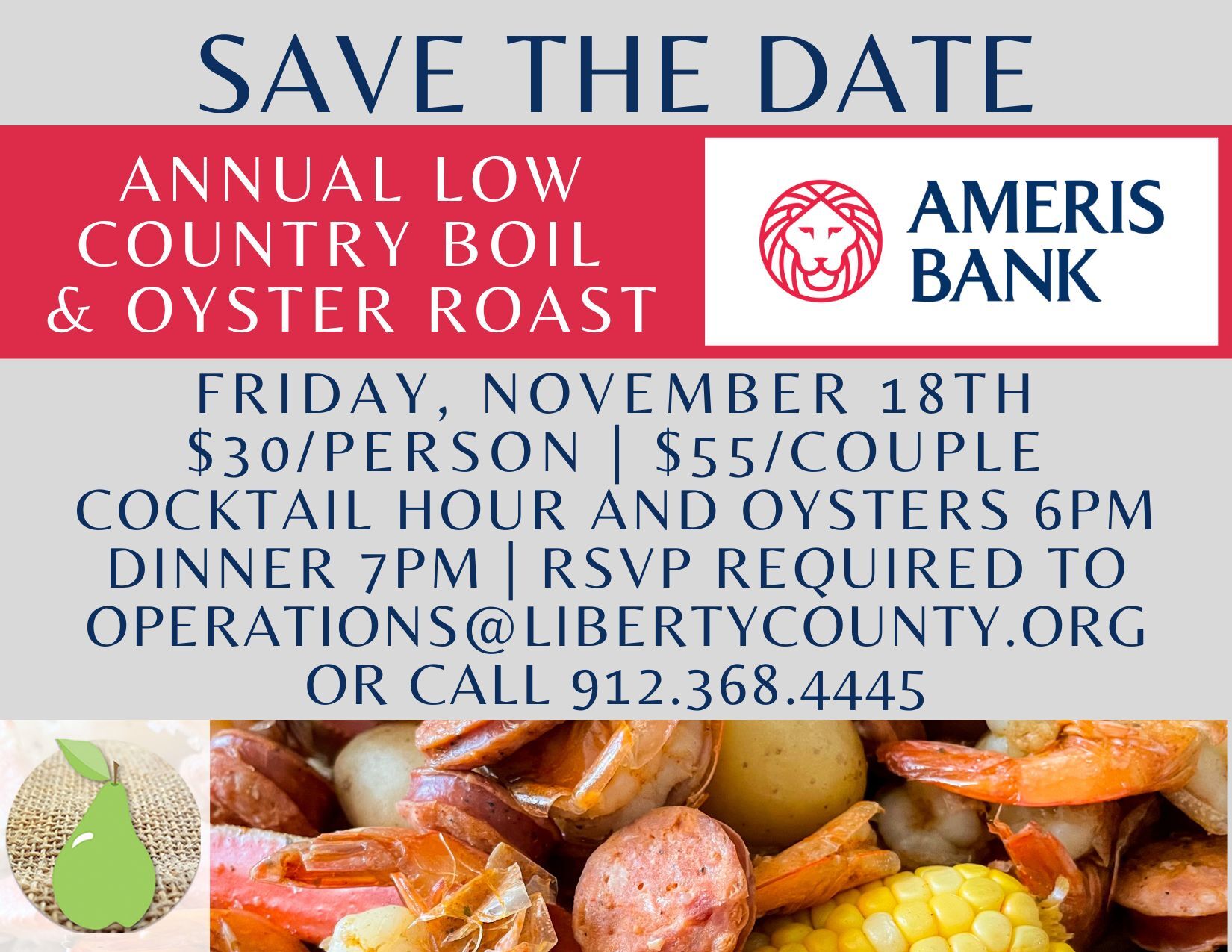 Flyer for Annual Low Country Boil & Oyster Roast