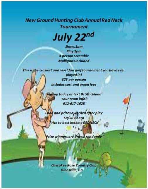 New Ground Hunting Club Annual Redneck Tournament flyer