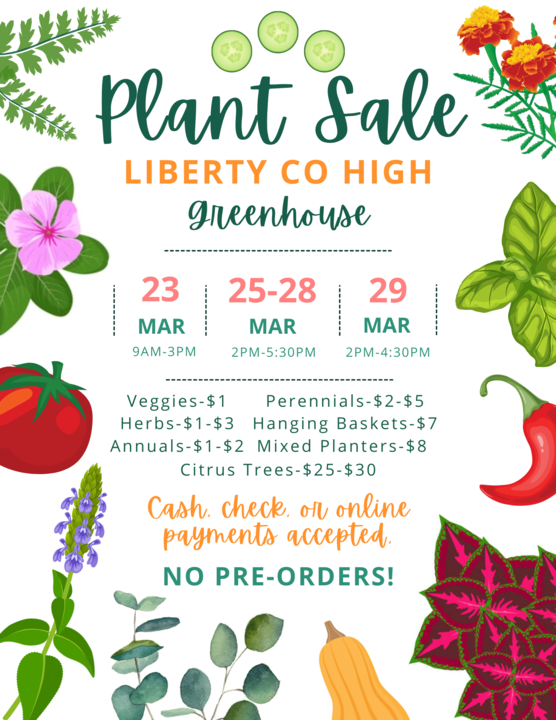 Liberty County Highschool Greenhouse Plant Sale - Liberty County