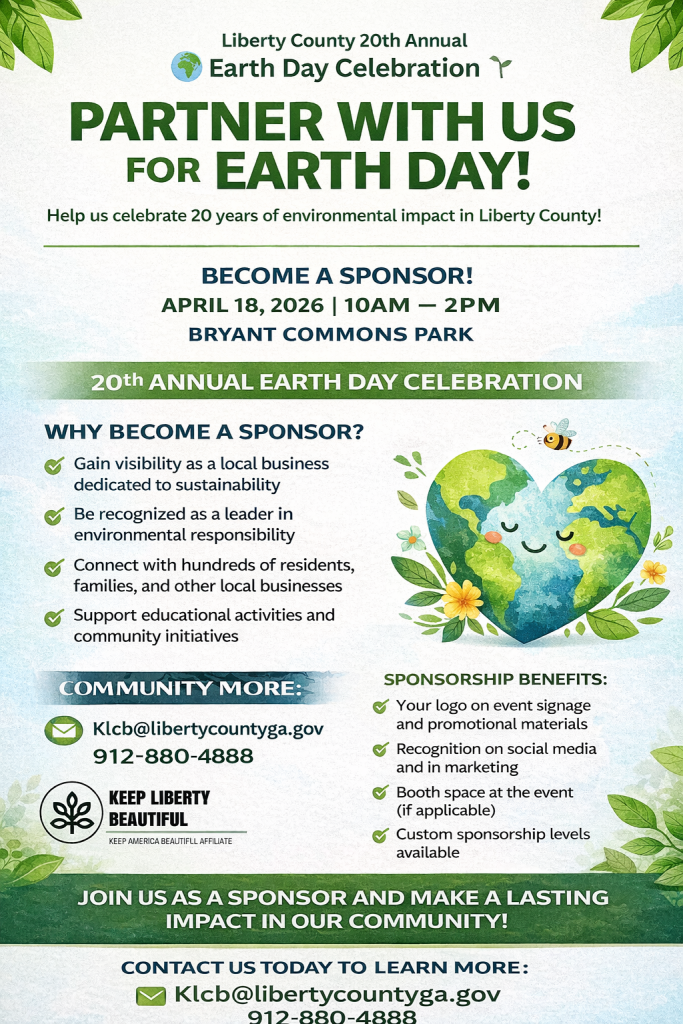 Flyer recruiting sponsors for KLB's Earth Day Celebration