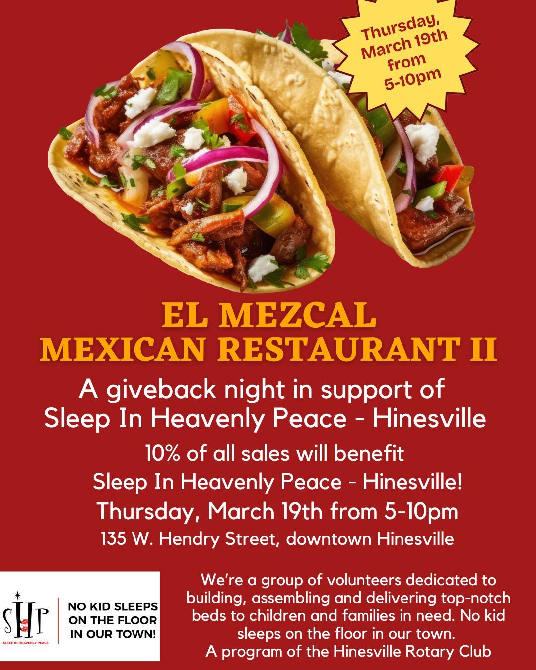 Giveback night flyer for El Mezcal Restaurant