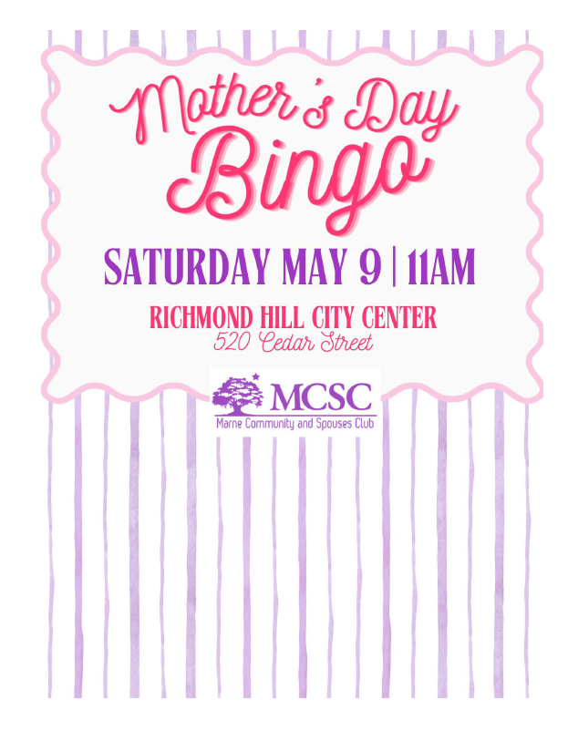 Mother's Day Bingo flyer.