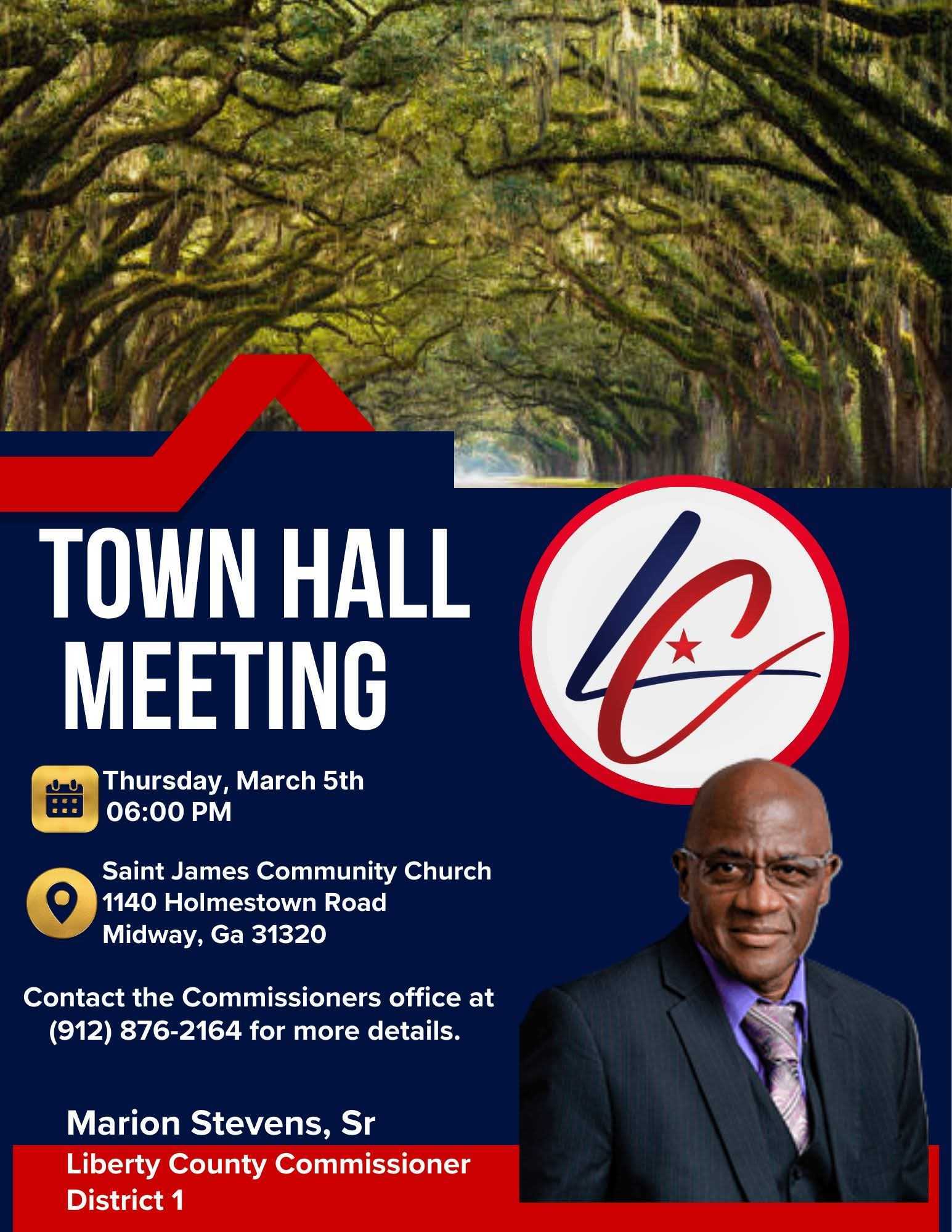 Town Hall Meeting flyer for March 5th.