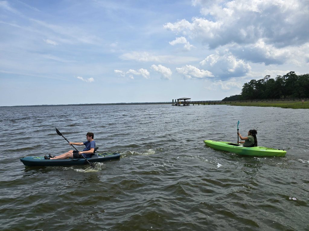 people kayaking