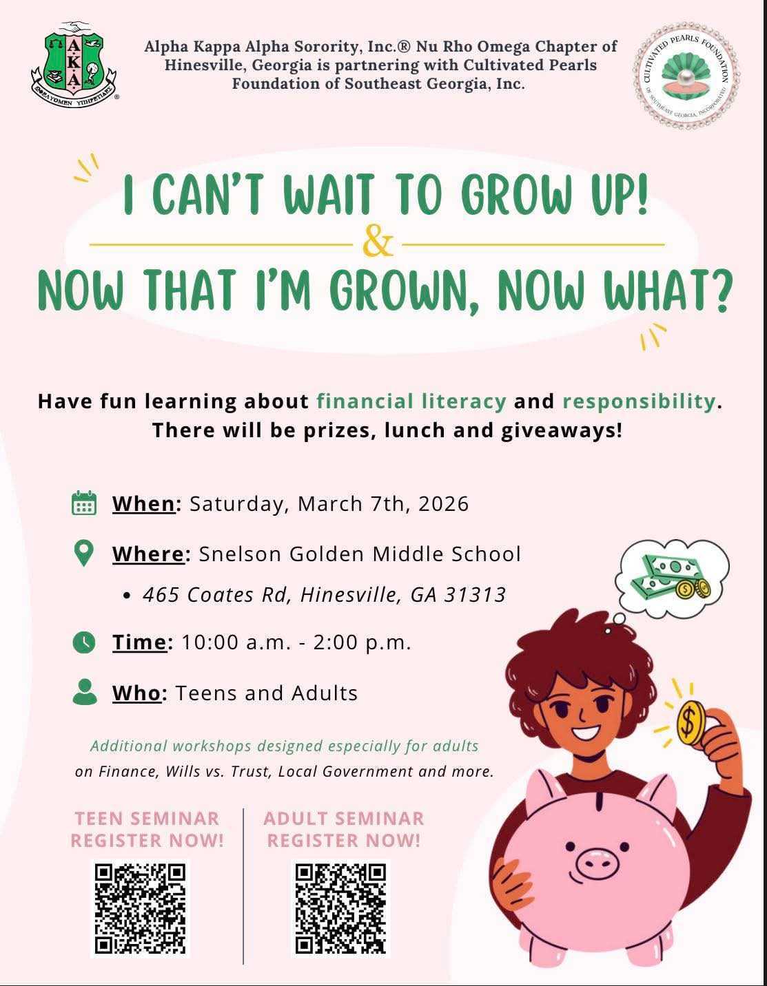 financial literacy flyer for teens and adults.