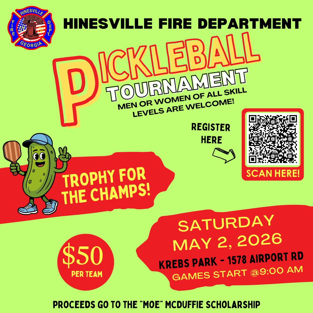 Pickleball tournament flyer for Fire Department.