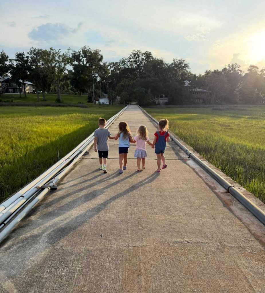 kids on dock