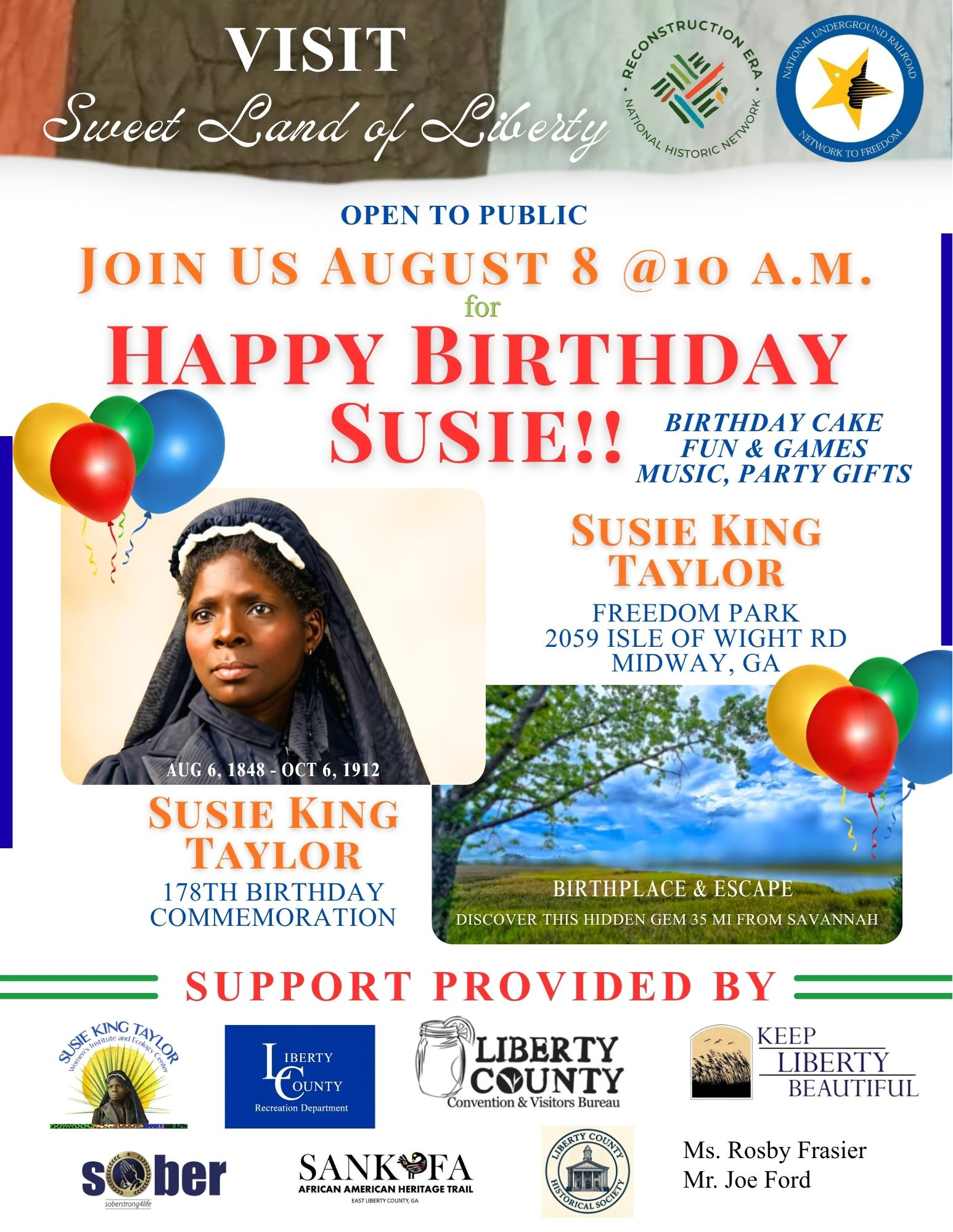 Susie King Taylor 178th Birthday Commemoration
