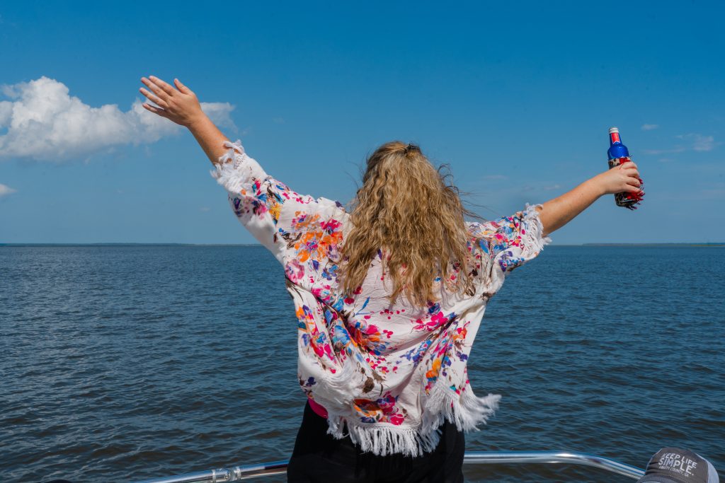 Woman having fun on Slack Tide Tiki