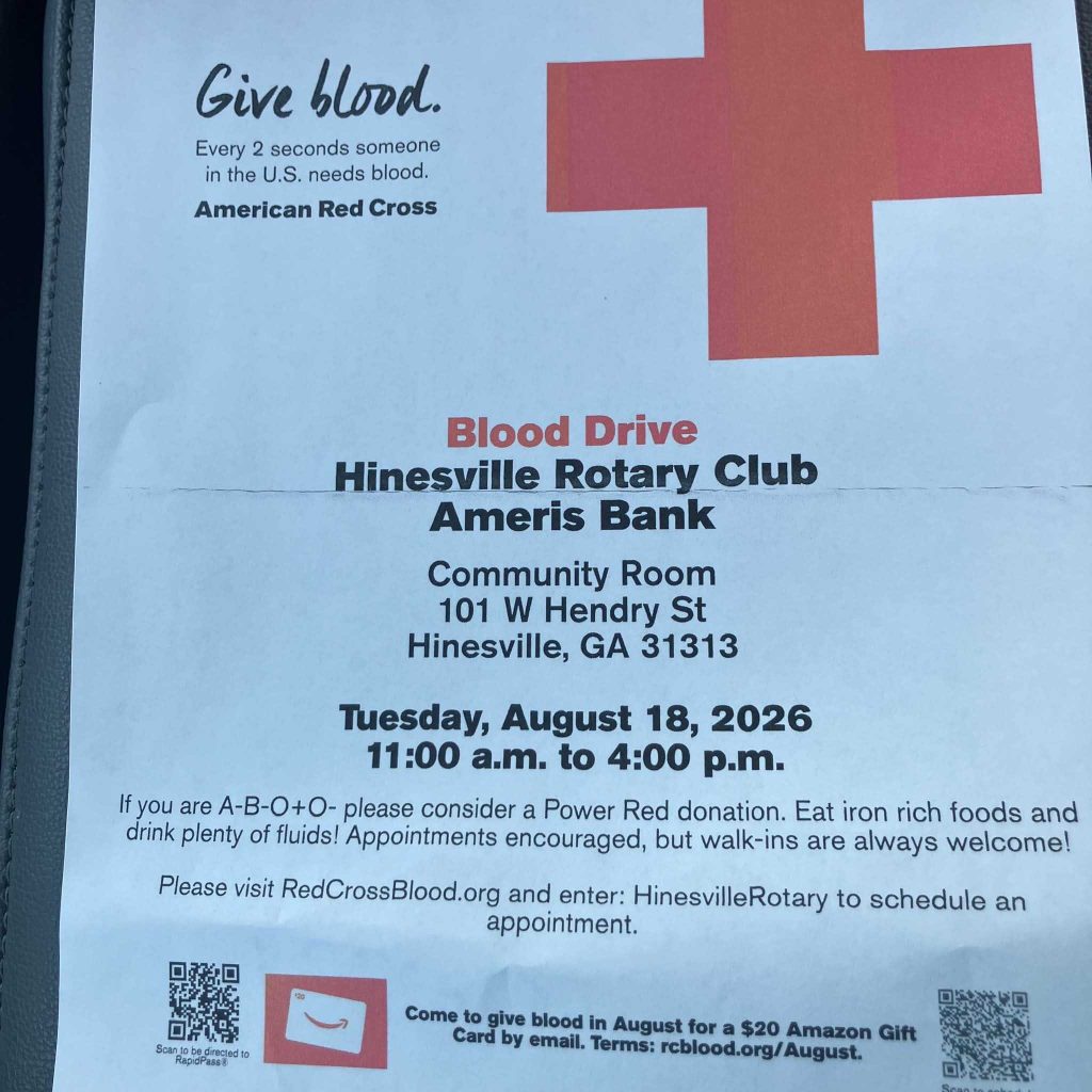 Hinesville Rotary Club Blood Drive