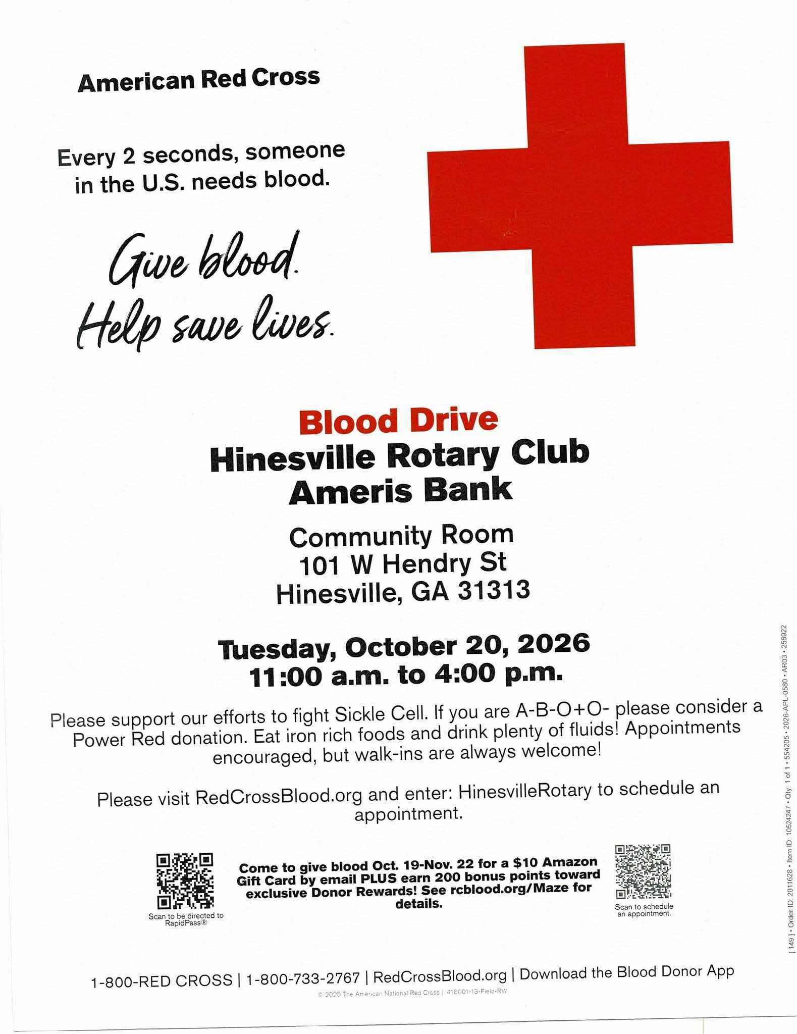 Hinesville Rotary Club Blood Drive